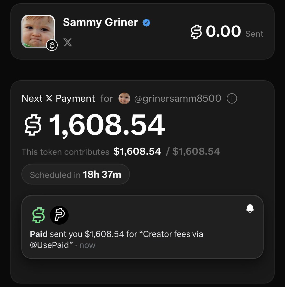 SuccessKidPaid's tweet photo. @slingoorio @slingoorio the success kid @GrinerSamm8500 his fees are stacking https://t.co/yzu1JODtie