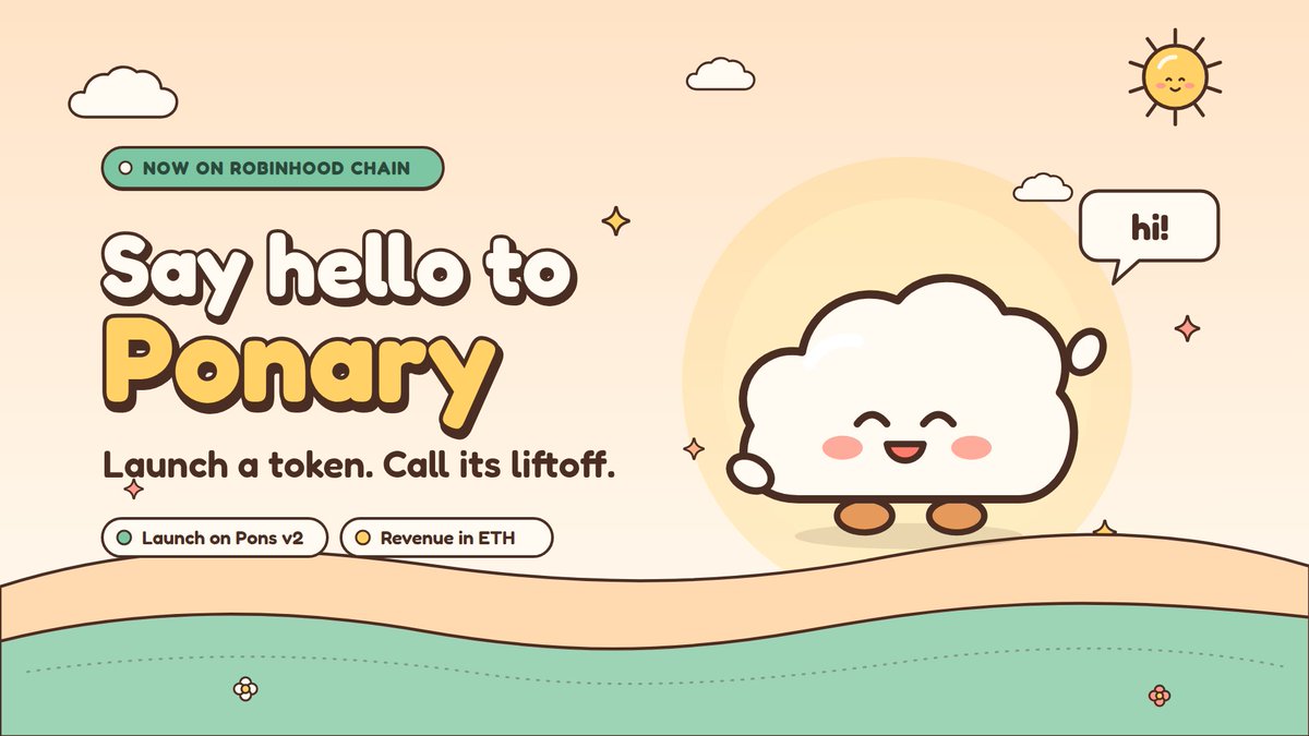 PonaryRH's tweet photo. Say hello to Ponary

A friendly launchpad on Robinhood Chain. Launch your token on Pons v2 in one payment, keep your creator revenue in ETH, and let everyone call its liftoff: stake YES or NO on whether it graduates before the deadline.

Launch a token. Call its liftoff. https://t.co/WC0oXm6atG