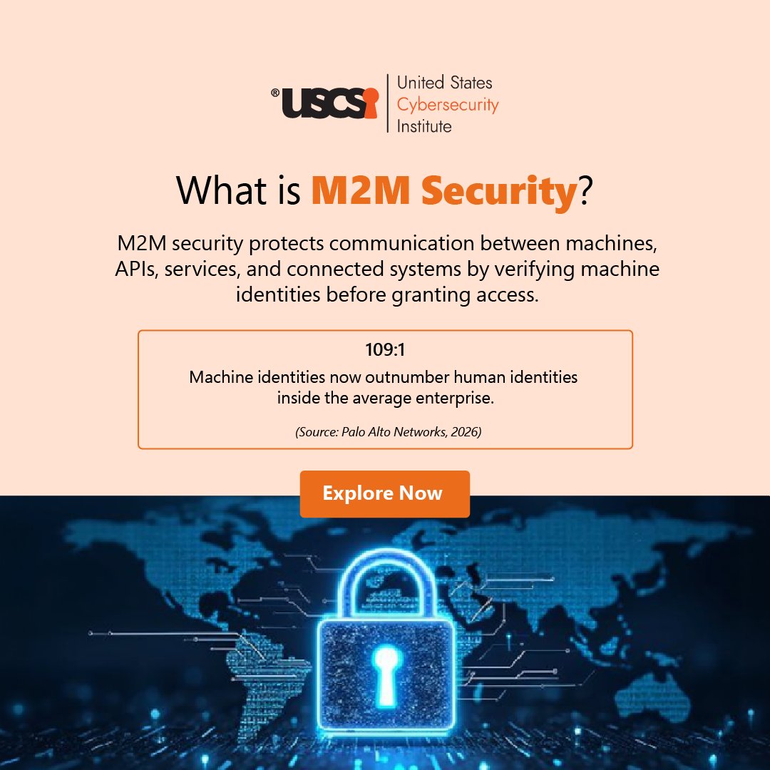 uscsinstitute's tweet photo. M2M authentication is becoming critical as machine identities outnumber humans. Learn how API keys, mTLS, JWTs, and SPIFFE/SPIRE secure machine communication and strengthen modern security.
Read the Full Blog → https://t.co/sVh4Zk6lUo
#M2M #Cybersecurity #MachineIdentity https://t.co/F6O0VAD7Ip
