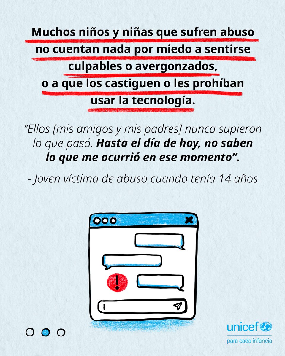 uniceflac's tweet photo. Ningún niño ni niña debería tener que elegir entre pedir ayuda y afrontar las consecuencias que tanto teme.

Es importante escuchar a los niños y niñas con empatía y sin juzgarlos, para que se sientan seguros y puedan recibir la ayuda que necesitan. 

#DisruptingHarm https://t.co/6z0zk1hHGj