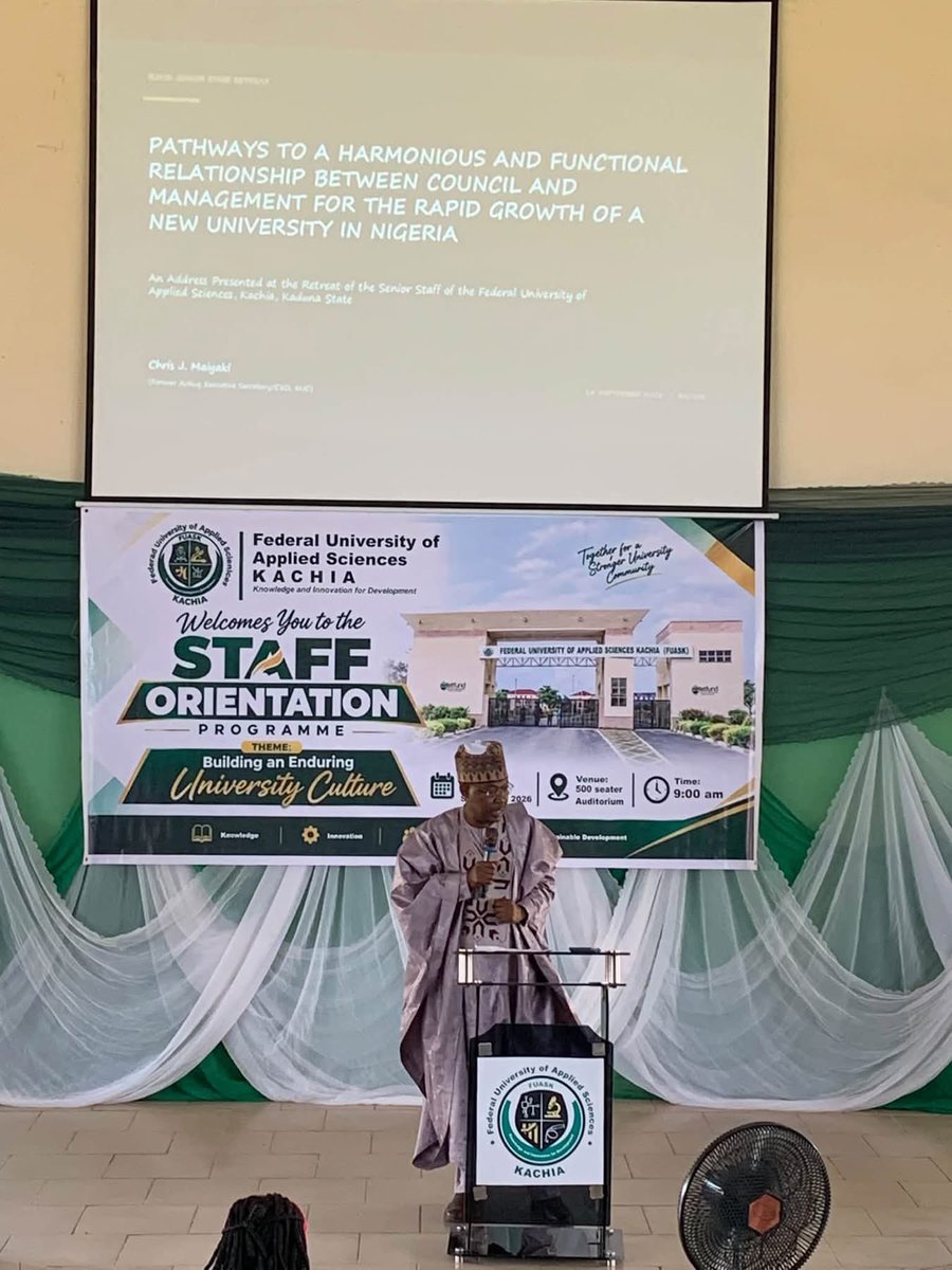 Funiofsc_kachia's tweet photo. FUASK UPDATE 

FUASK Holds Two-Day Orientation Programme to Strengthen Institutional Culture

The Federal University of Applied Sciences, Kachia (FUASK) has concluded a two-day orientation programme for its academic &amp; non-teaching staff, aimed at strengthening institutional value https://t.co/JzM74rVM1j