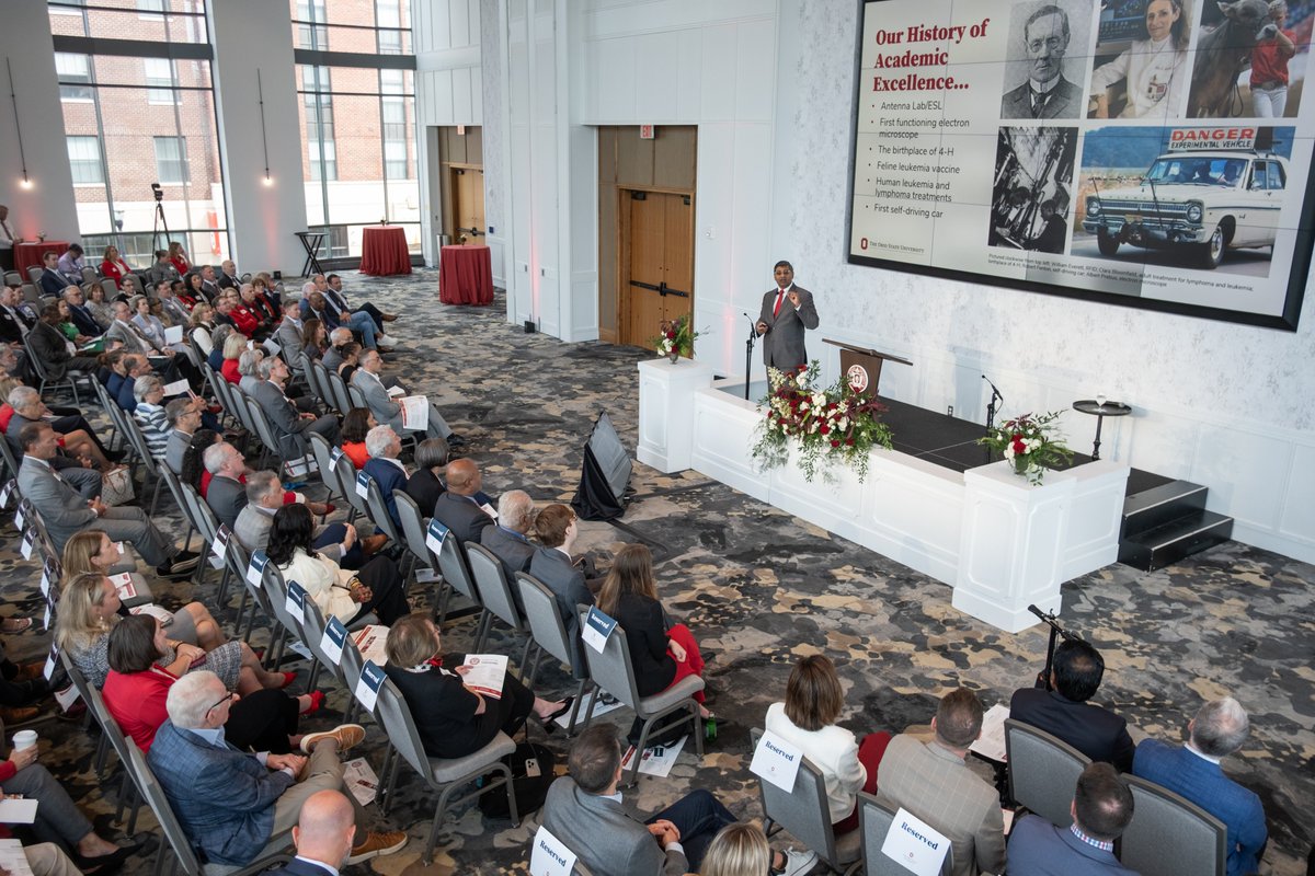 OhioStatePres's tweet photo. Today I had the extraordinary privilege of sharing a vision for how the Buckeye community can join together to make @OhioState the finest public university in the country. It’s a vision animated by our deep commitment to excellence in all we do, and grounded in four principles that have always been at the heart of our work: strong programs, transformative research, exceptional people and a signature undergraduate experience. Our past roots us in our land-grant mission, our present reminds us that we are already a powerhouse, and our future invites us to do big, bold, hard things worth doing – because that’s what a consequential university does.