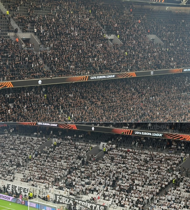futbolarena's tweet photo. Son 30 dakika! Beşiktaş kulübünün maç öncesi yaptığı çağrıyla, bu akşam güney tribün beyaz, kuzey tribün siyah olacak. ⚫⚪ https://t.co/5HnekL8nPm