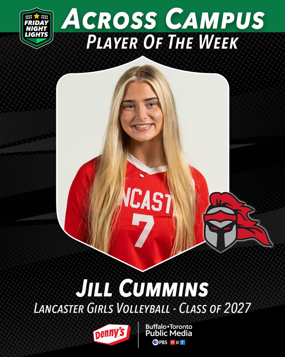 BTPMLocalSports's tweet photo. Lancater's Jill Cummins is one of the top liberos in NYS 🏐

Jill is a strong leader who encourages and motivates her teammates with her hard work, positive attitude, and determination on and off the court. In 2025, she made All-WNY and All-NYS.

AC POTW is presented by Denny's https://t.co/LXXm7SvQFn