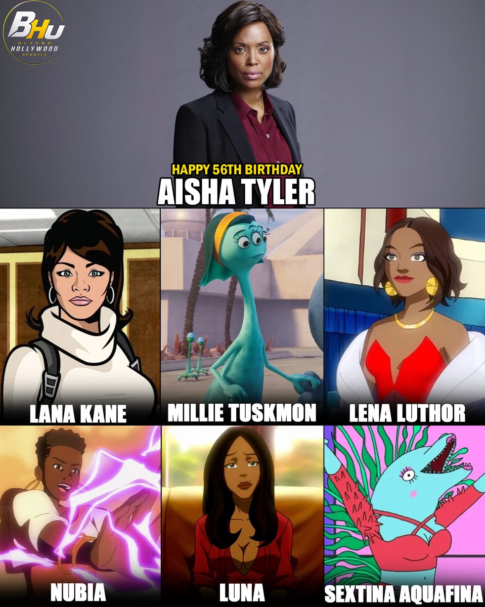 BeyondHUpdate's tweet photo. Happy 56th Birthday to the Incredibly Talented Aisha Tyler!

Born September 18, 1970, actress, comedian, director, host and voice performer Aisha Tyler celebrates her 56th birthday today. Across animation, television and video games, she has built a remarkably varied career filled with memorable characters.
• Lana Kane — Archer
• Lena Luthor — Harley Quinn
• Millie Tuskmon — Monsters at Work
• Nubia — The Boys Presents: Diabolical
• Luna — The Boondocks
• Sextina Aquafina — BoJack Horseman
• Sarah Lynn’s Mother / Carol Himmelfarb-Richardson — BoJack Horseman
• Female Trooper 2 — Halo: Reach
• Dr. Tara Lewis — Criminal Minds

#AishaTyler #Archer #LanaKane