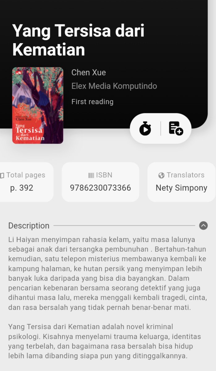 imaluvii's tweet photo. —°•° Currently Reading

📚 Yang Tersisa dari Kematian
🖊️ Chen Xue
🖋️ Nety Simpony
📖 392
📱PYC Digilib

#luvisreading https://t.co/ccvWK4CZyV