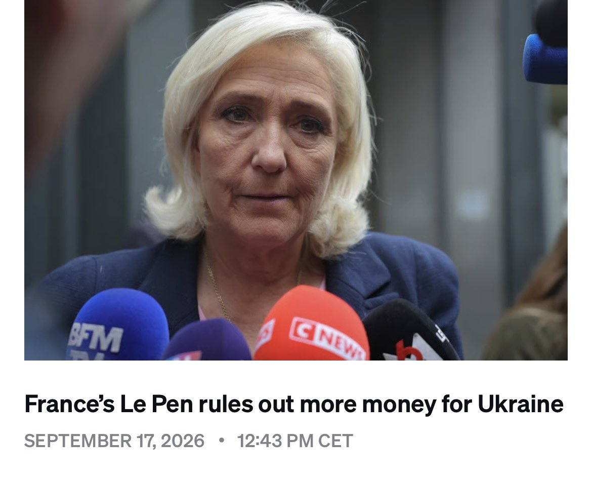 JohannaNyman5's tweet photo. Says Le Pen who has been bankrolled by a foreign power hostile to France — namely Moscow. https://t.co/icCym2WvRg