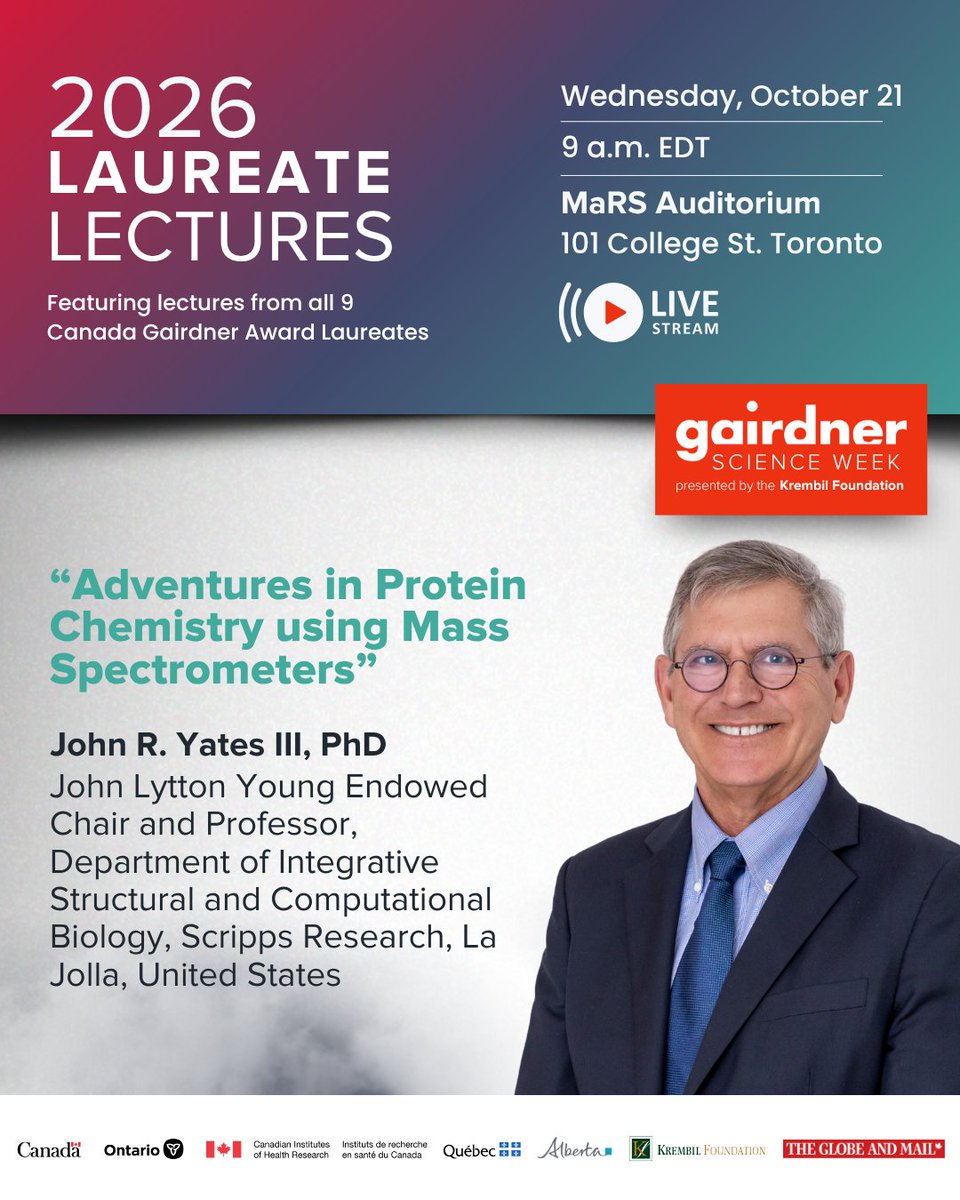GairdnerAwards's tweet photo. We’re pleased to announce the titles for each of the 2026 Laureate Lecture presentations, taking place October 21 as part of #GairdnerScienceWeek

📆 Wednesday, October 21
⏱️ 9:00 AM ET
📍 Toronto &amp; Online
🎟️ Free

🔗 Learn more &amp; register: https://t.co/L59REzr4gu

(3/3) https://t.co/q2u8xHvY3c