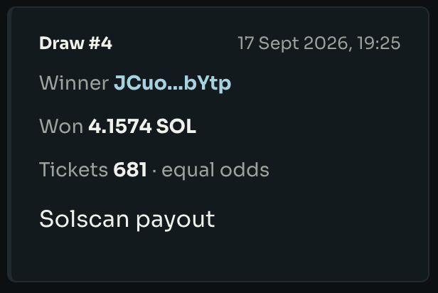 STONKS_INDEX's tweet photo. Congratulations to JCuo on your win!

4.15 SOL won from the lottery!

Their initial position was only $4, so they've 100X'd their port, just for winning the lottery (which is only 10% of the fee's)!

Good luck.

https://t.co/ssLm29aq0n https://t.co/X6tCVGz8fo