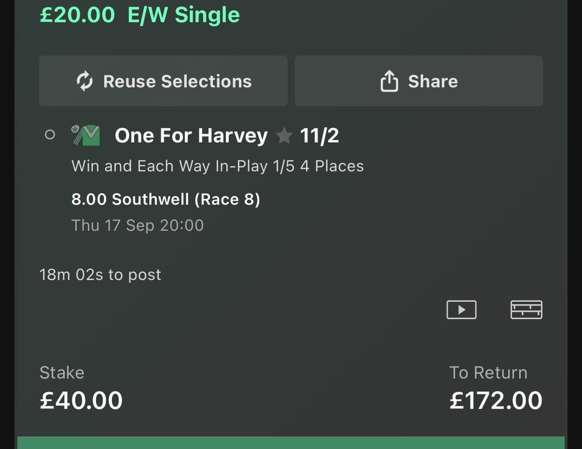 LuckyTogether22's tweet photo. One for Harvey in the 8:00pm at Southwell eachway https://t.co/cSurYBMaE2