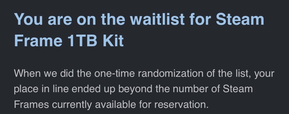 TADigitAli's tweet photo. @valvesoftware Just say you hate me dawg. Waitlisted both times. https://t.co/iXQI7bCCft