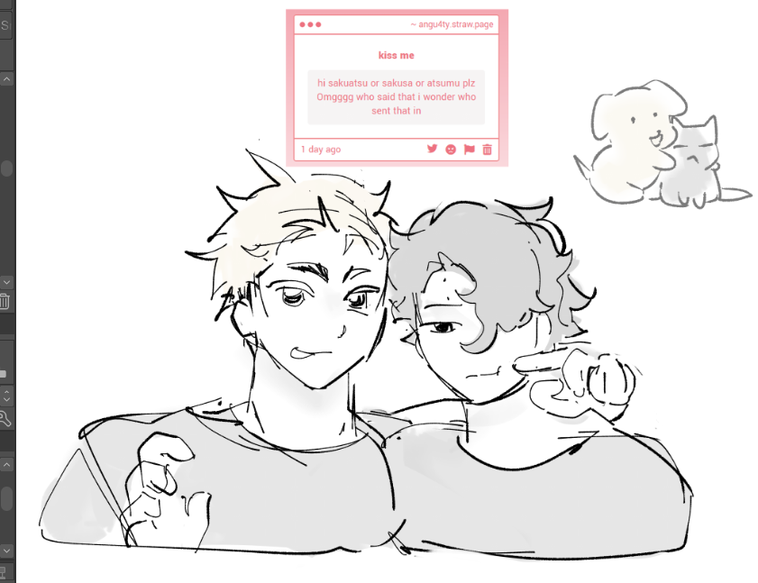 angu5ty's tweet photo. waooww wonder who sent this... i dont know whats the deal with these guys so i drew a (very) quick doodle of em!! my larping will end soon i promise #haikyuu https://t.co/Xyj09T9C00