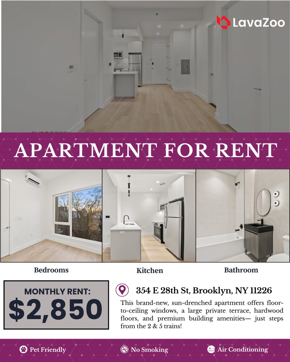 lavazooRE's tweet photo. 🏡 BRAND NEW WITH A PRIVATE TERRACE — FLATBUSH, BROOKLYN! 🏡

Floor-to-ceiling windows. Large private terrace. This brand-new Flatbush apartment is everything! 👀🔥

Features:
🍳 Open-concept kitchen with island counter & dishwasher
👕 Laundry room
🚲 Bike storage
🛗 Elevator access
🚇Steps from the 2 & 5 trains

View the full listing on LavaZoo and discover more incredible apartments!

#NYCRealEstate #ApartmentHunting #RentNYC #BrooklynNY #JustListed