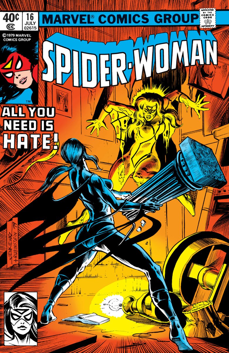 KylePrometheus's tweet photo. Bronze of the Day.  🧡  Venom Blast Day 17.

Spider-Woman #16.  July 1979.
All You Need Is Hate.

Cover: Sienkiewicz.
Story: Gruenwald / Infantino / Gordon.

The clinic says the room is not in her head.
The house is empty.
Adrienne is Nekra.
She runs.

Hate follows anyway...

The wig goes.
The mask goes.
The suit does not survive the room.

Panel of the Day. 💬

Not the first blow.
The last one.
She stops when the other woman stops.

Blood on the floor.
A hand on a throat that is still working.

Then the gown.
Then the wait.

Week 2.  Finding her feet.

Tonight she is on her knees.
The book can walk when she can still choose not to finish it.  👁️

🎹  https://t.co/JAt6RrV1RW