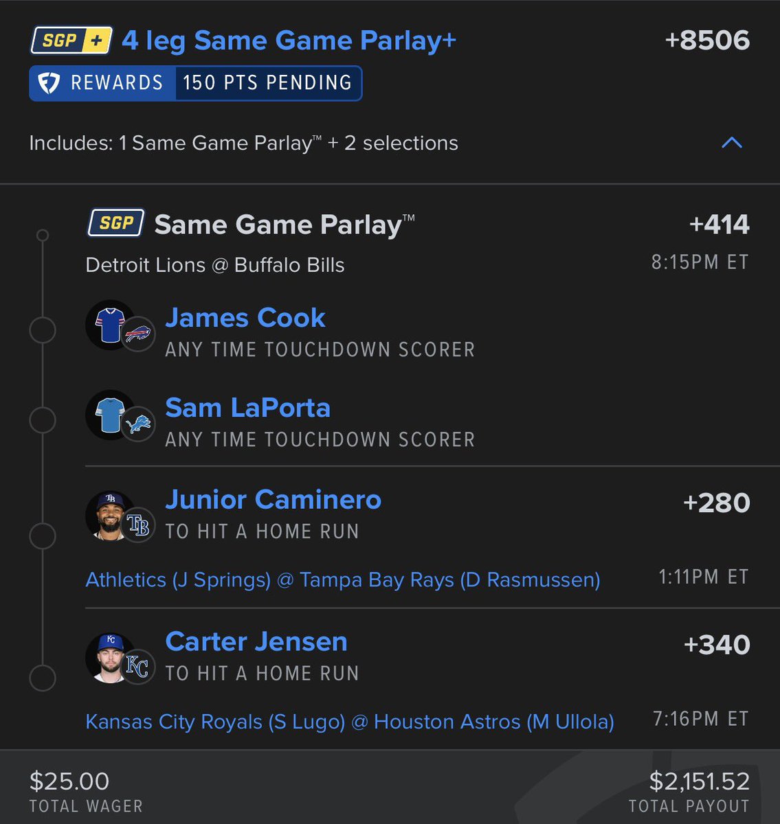 TheBetBlitzPro's tweet photo. (+8506) NFL x MLB SLIP 🏈⚾🙏

Jensen &amp; Cook(🙋🏻‍♂️)
Caminero &amp; Laporta (LIVE CHAT) 

@Playbook in comment, $50 Giveaway To 3 People When This Hits!💰

#TheBetBlitzPro #NFL 🏈 #MLB ⚾ https://t.co/LAjK4FZT52