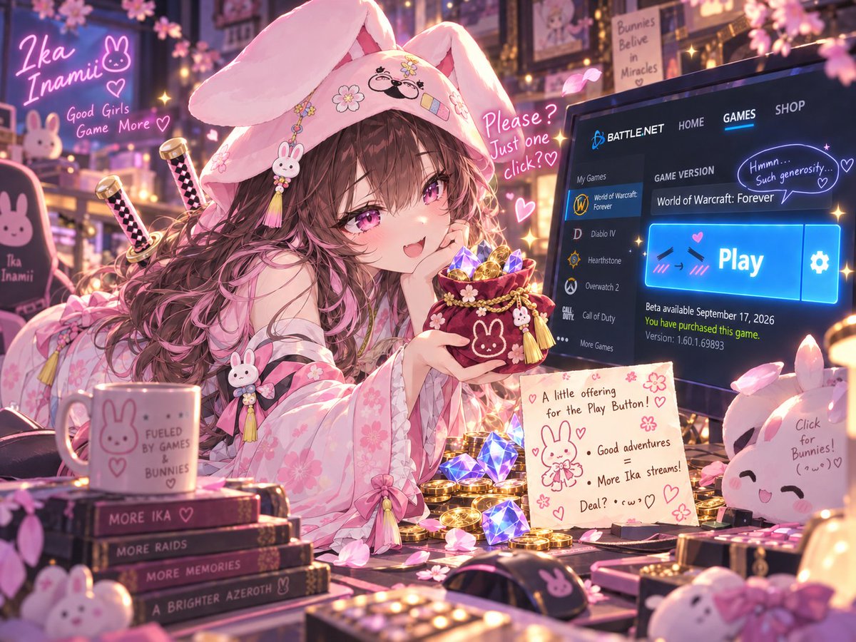 IkaInamiiVT's tweet photo. I'm trying guys! Bribing the Play button for Wow Forever Beta isn't working! :<

#worldofwarcraft #forever #wowforever #gaming #vtuber https://t.co/nyu4NBUUKV