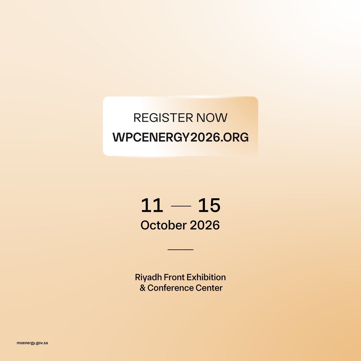 MoEnergy_Saudi's tweet photo. Where ideas take shape and innovation takes center stage.

The Special Programme at the WPC Energy Congress brings together knowledge, innovation, and interactive experiences.

📍 Riyadh | 11–15 October 2026

Register now
