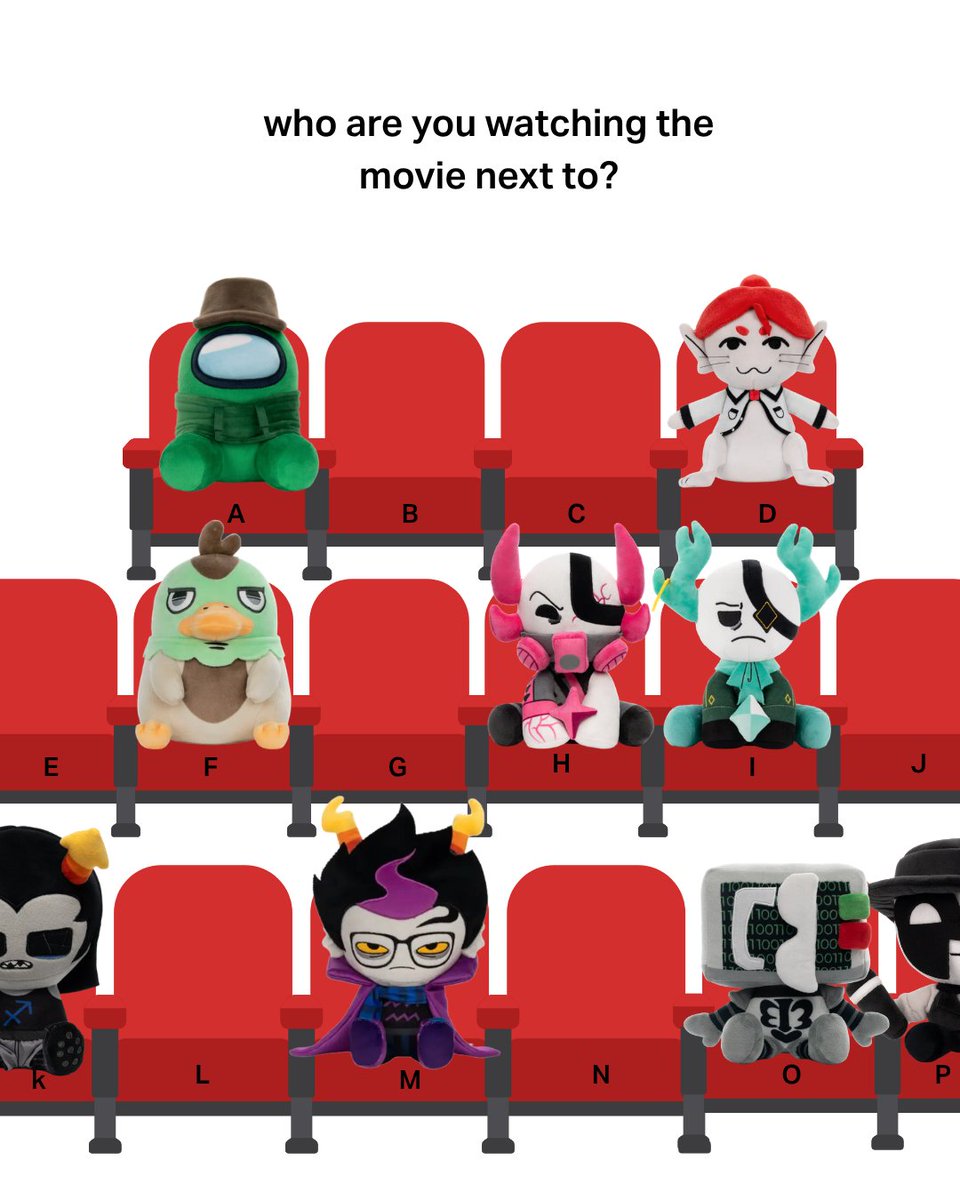 Makeship's tweet photo. pick your seat wisely 👀🍿 https://t.co/YVSsA6j1l5