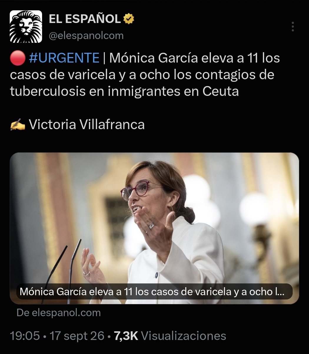 profsecundario's tweet photo. Dos días antes de confirmar Mónica García ocho casos de tuberculosis entre los inmigrantes, la misma Mónica García decía que "ninguno" de los casos de tuberculosis tenía que ver con esos inmigrantes. Dimisión es poco. Debería ser inhabilitada como política de por vida. https://t.co/ZelXZ0ZNj0
