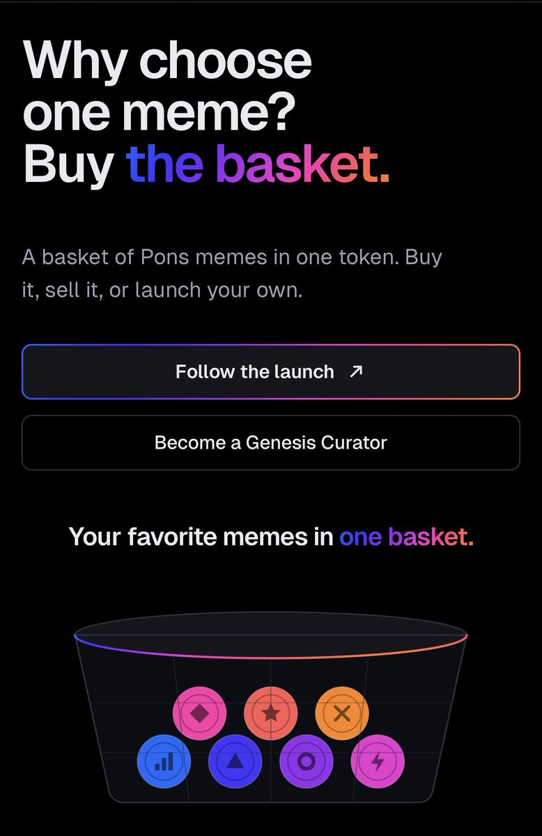 onchainbaskt's tweet photo. 1/ Introducing BASKT.

Meme indices on Robinhood Chain. Pick your favorite memes, launch the basket, and anyone can buy it as one token. https://t.co/y7dgpJNjLY