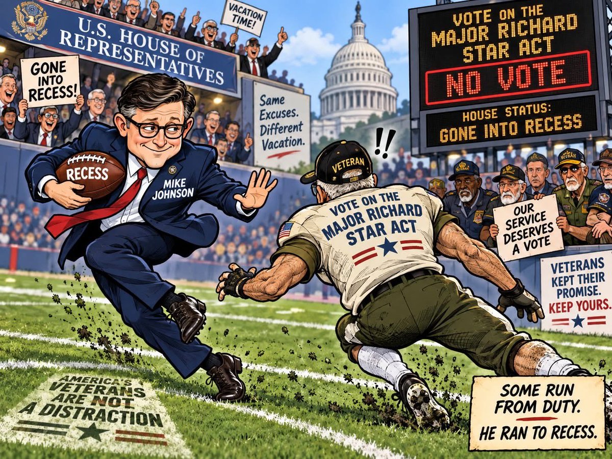 BoxerT's tweet photo. @SecWar @POTUS and just like that @MikeJohnson screws over 45K Combat injured Veterans from their earned retirement by going into recess after we got the 218 petition signatures. With elections around the corner, Veterans will sound off, not good Republicans. Blame Johnson https://t.co/UhAEuqZhsO