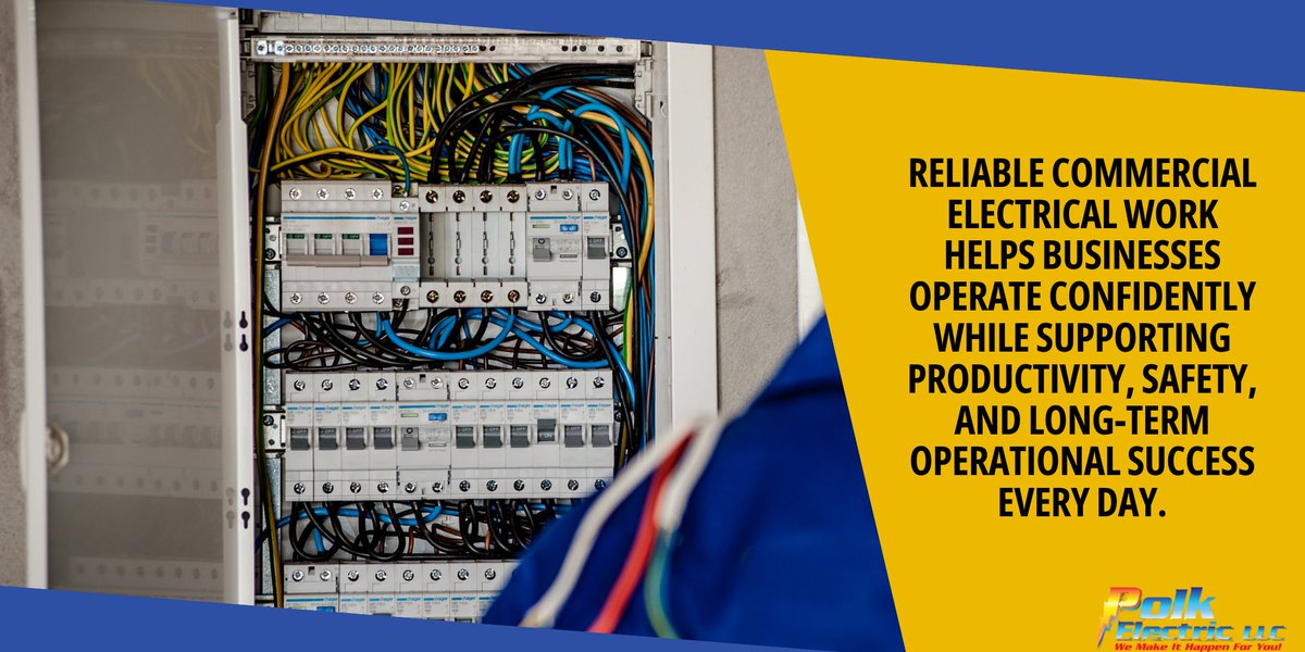 Polk_Electric's tweet photo. Every commercial project has unique electrical requirements. We partner with businesses to deliver professional installations, repairs, and ongoing electrical solutions with dependable workmanship.
#PolkElectric #CommercialElectrician #ElectricalServices https://t.co/6slVRpyZAl