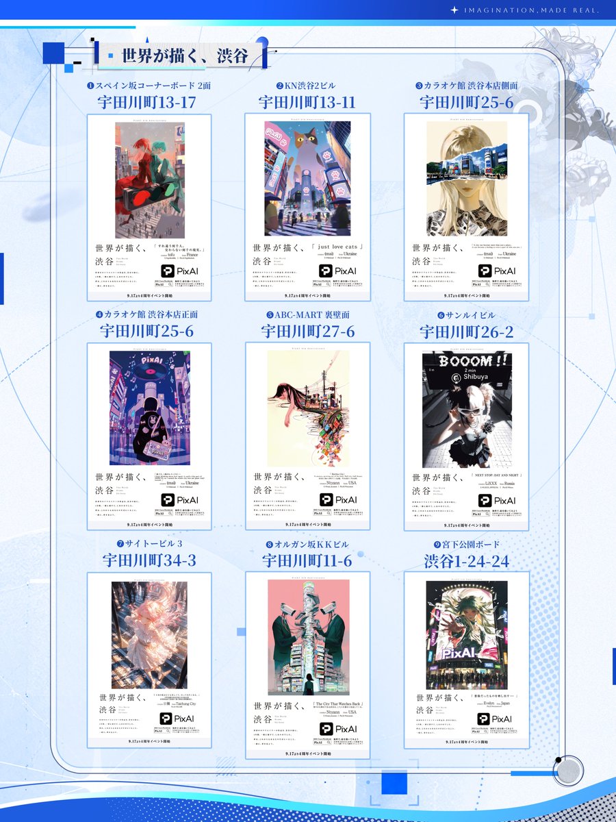 PixAI_Official's tweet photo. PixAI4周年「広告撮影＆SNS投稿キャンペーン」開催！

渋谷・新宿・池袋・台北に登場するPixAI広告を撮影して、Xに投稿しよう！
写真にハッシュタグ #PixAI4周年 をつけてXに投稿すれば、応募完了です。

豪華賞品
一等賞（3名）：Amazonギフトカード30,000円分 または PixAIクレジット500万
二等賞（10名）：Amazonギフトカード7,500円分 または PixAIクレジット250万 
三等賞（50名）：PixAIクレジット20万
開催期間：2026年9月18日～10月20日

▼ 詳細はこちら
https://t.co/D34SDZXIkw