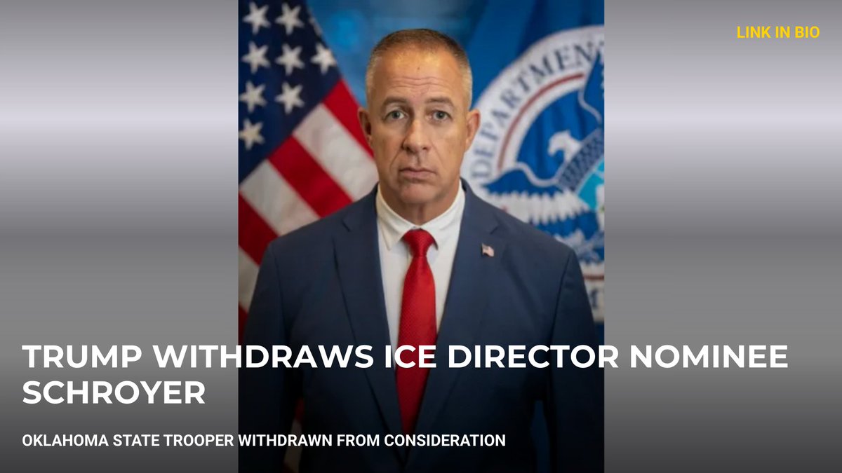 PoliceOne's tweet photo. Trump withdraws former Okla. state trooper as nominee for ICE director | Link in bio #police https://t.co/25inTgEw8I