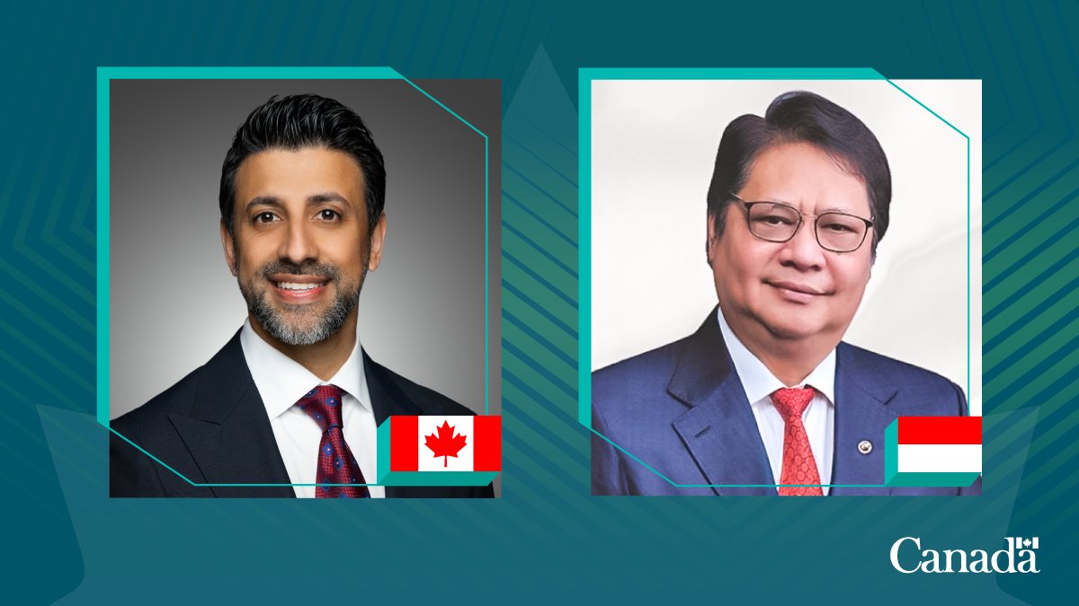 CanadaTrade's tweet photo. Ahead of the entry into force of the Canada-Indonesia #CEPA, Minister Sidhu met with Minister Airlangga to discuss economic ties, #TradeDiversification and new opportunities for Canadian and Indonesian businesses.

More: https://t.co/h7yXF2vOai https://t.co/yVWzCJbBQv