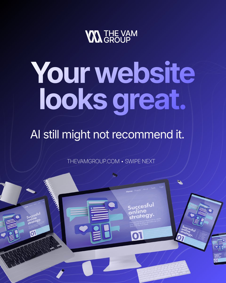 vam_group's tweet photo. Your website isn't just competing for clicks anymore.

It's competing to become part of the answer.

As AI changes how people research, businesses need authority, helpful content, and clearly structured information.

#TheVAMGroup #AIsearch #AEO #SEO https://t.co/RFetKebaR5