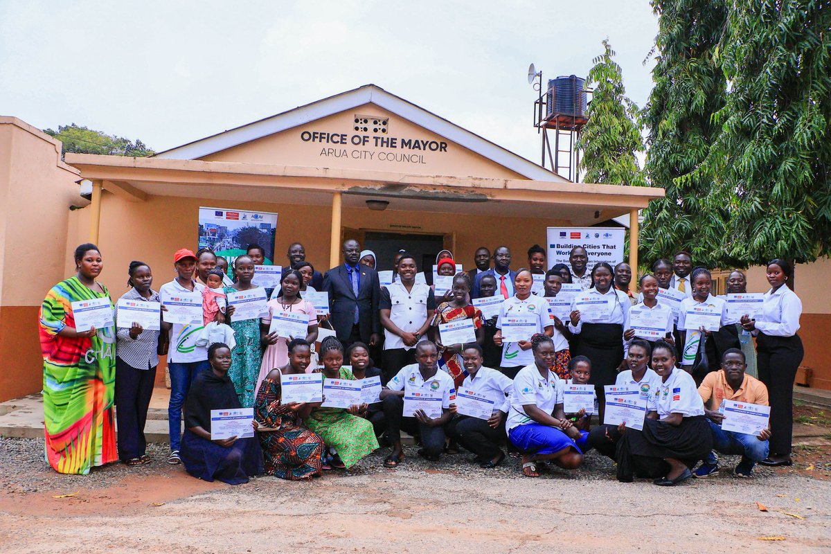 AruaCityUg's tweet photo. ARUA CITY CELEBRATES 40 YOUTH SKILLS TRAINING GRADUATES

Arua City has celebrated 40 young people who completed a three-month skills training programme under the Sustainable Urban Integration of Displacement-Affected Communities (SUIDAC) Project.
#SUIDAC #YouthEmpowerment https://t.co/HH0sP8d3uf