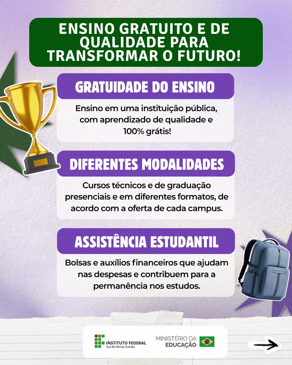 ifpocosoficial's tweet photo. 💜 Seu/sua filho/a merece!

📚 São 3.700 vagas em mais de 80 cursos, todos gratuitos!

👉 Acesse o nosso portal, confira o edital e participe do Vestibular 2027 do IFSULDEMINAS!

🔗 https://t.co/EcPTBbRoCU https://t.co/kpeFUUiIDG