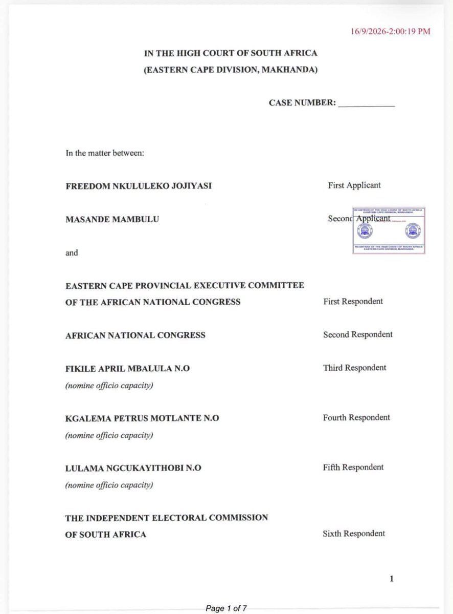 NicholasNyati's tweet photo. When the comrades win this court case, IEC will be forced by the courts to nullify the lists submitted by the ANC in Eastern Cape.

This means ANC would not contest elections in all EC municipalities.

What a time to be alive. https://t.co/i1SpdUbacs