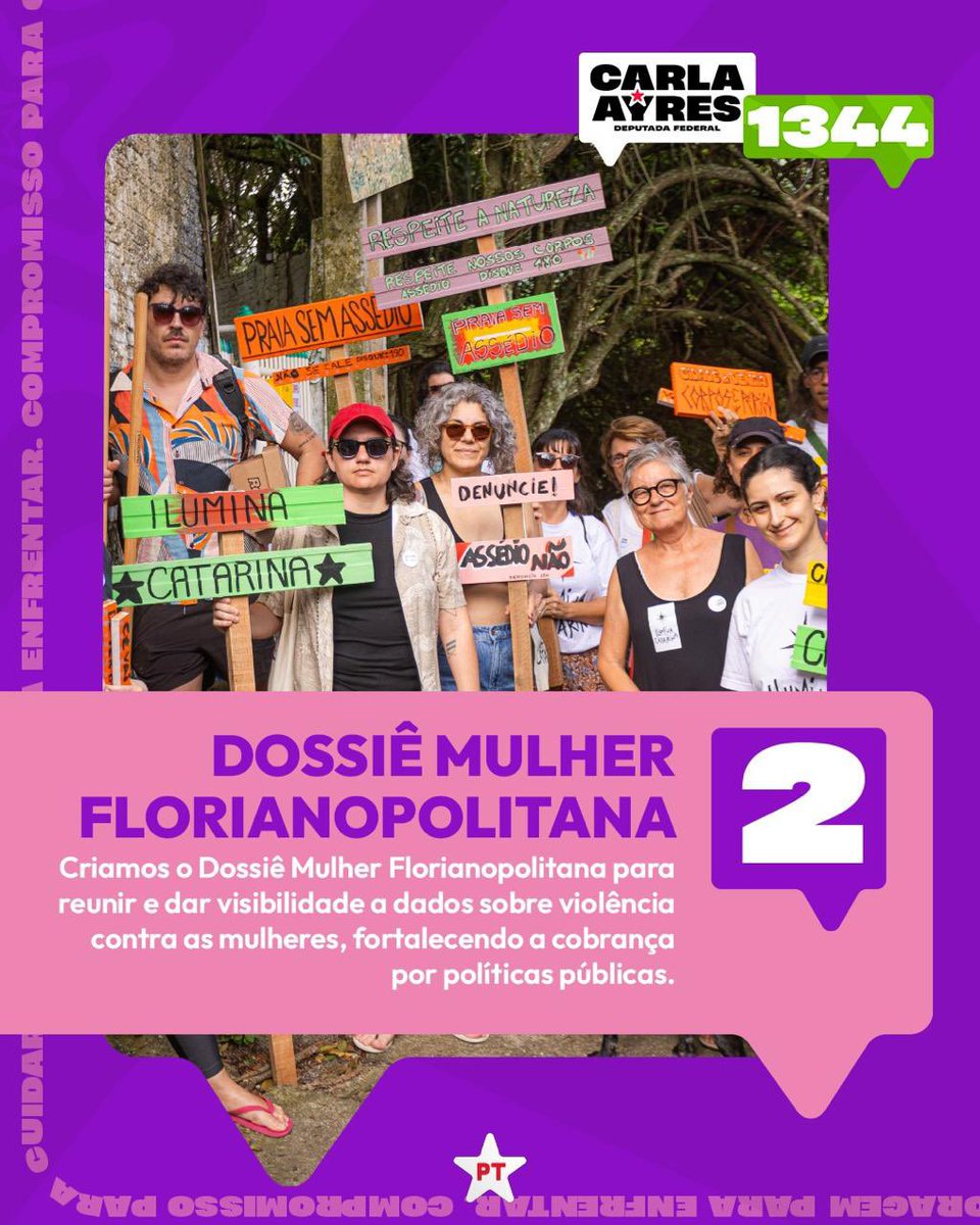 carlaayres's tweet photo. VOTE EM QUEM FAZ A DIFERENÇA NA VIDA DAS MULHERES! ❤️💜

Proteção às mulheres em bares e casas noturnas, criação do Dossiê Mulher Florianopolitana, luta pela Casa da Mulher Brasileira, combate à pobreza menstrual e garantia da permanência estudantil para gestantes e mães estudantes. São algumas ações que mostram o nosso compromisso com a vida, a segurança, a dignidade e os direitos das mulheres.