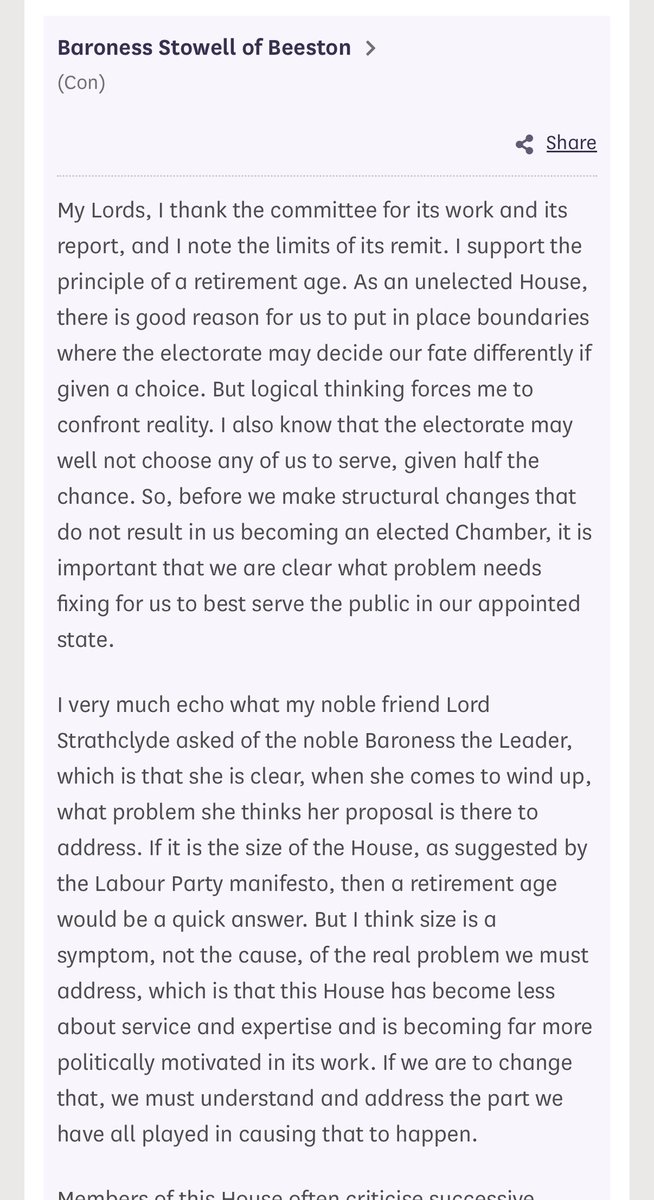 tinastowell's tweet photo. This is the text of my speech in the debate about a retirement age and minimum participation rate for peers. https://t.co/chEpRyNV5V
