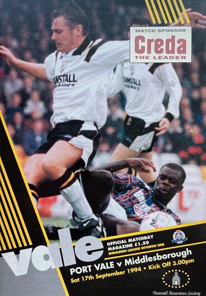 pvfcprogs's tweet photo. #OnThisDay 17/9/94

PORT VALE  2  MIDDLESBRO  1
Naylor, L Glover

Vale found themselves a goal behind at the break but responded with two goals from Tony Naylor &amp; Lee Glover, pictured celebrating, to beat high flying Boro at Vale Park in Div1 (tier2). Att 10,313 #pvfc https://t.co/DkjGTrgjRq
