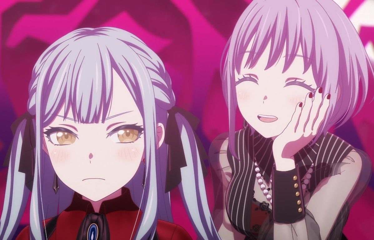 vxmptwi's tweet photo. i love the big ass frown sakiko has when nyamu is around https://t.co/YWrbD8xQuN