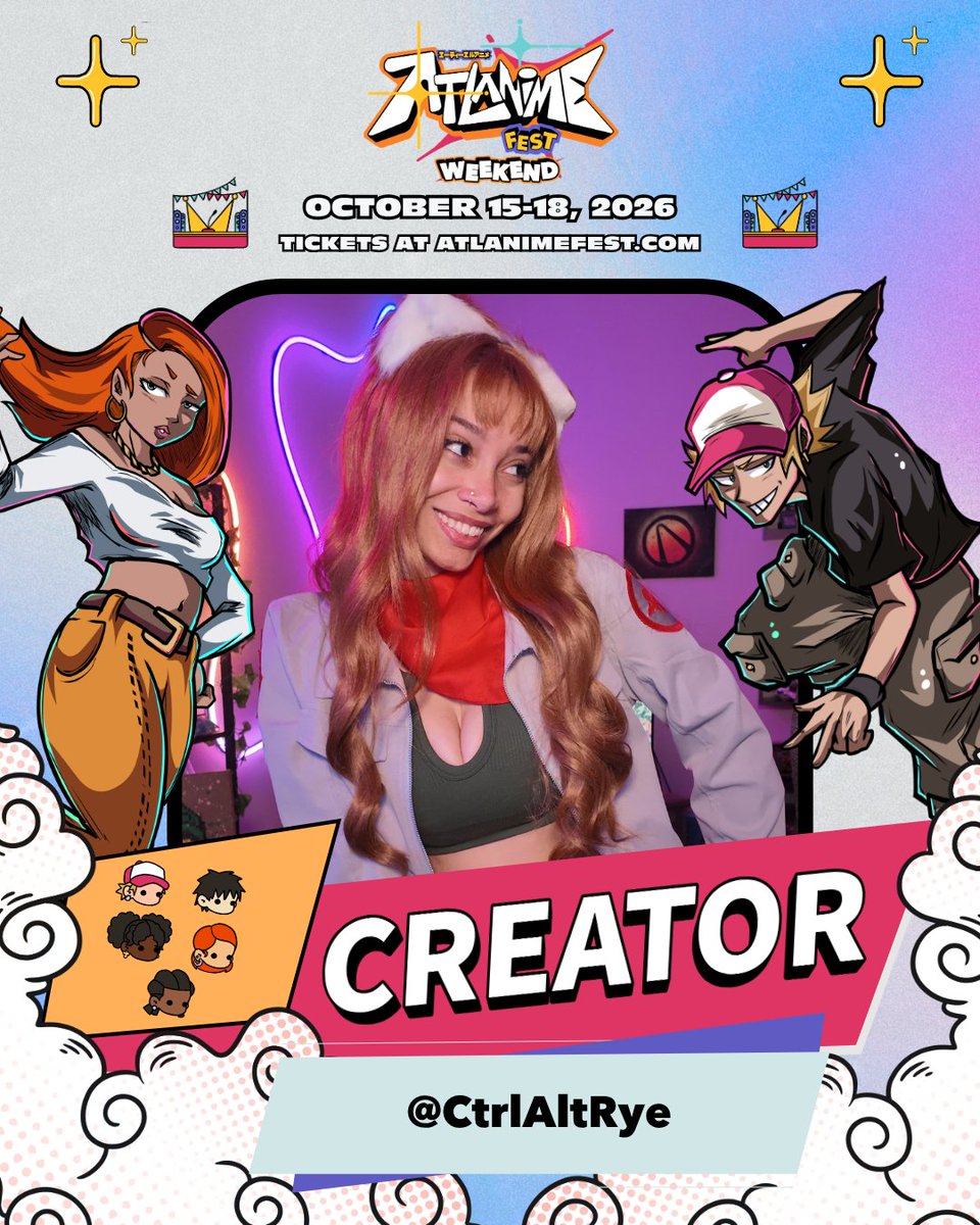 CtrlAltRye's tweet photo. ✨ IT'S OFFICIAL!!! CtrlAltRye is officially attending ATLAnimeFest as a creator!!! 🥳🥳

Get ready for ATLANIME Fest with me, happening October 15-18th in Atlanta, GA.

🎟️ Be sure to grab your tickets at https://t.co/33pUBsqahq 

#atlanimefest #atlanimefest2026 https://t.co/YRjoMcV7At