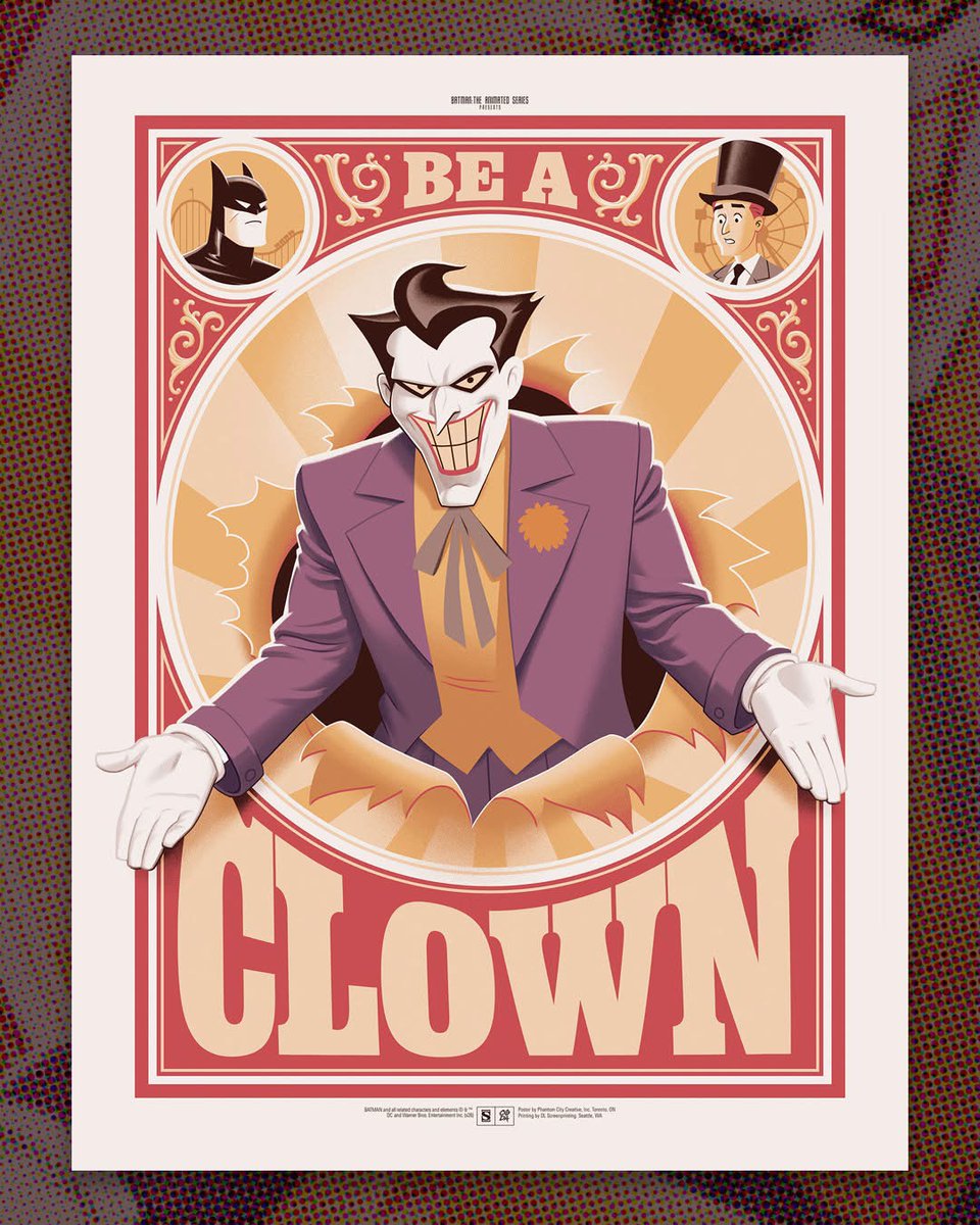 BatmanNotes's tweet photo. "Be A Clown" by Phantom City Creative
Info: https://t.co/PKKs3nEg6n
This Friday CODA will be releasing the remaining copies of their newest limited edition screenprint, "Be A Clown" by Phantom City Creative.
September 18th 9am Pacific / 12pm Eastern https://t.co/70NzBw67sQ