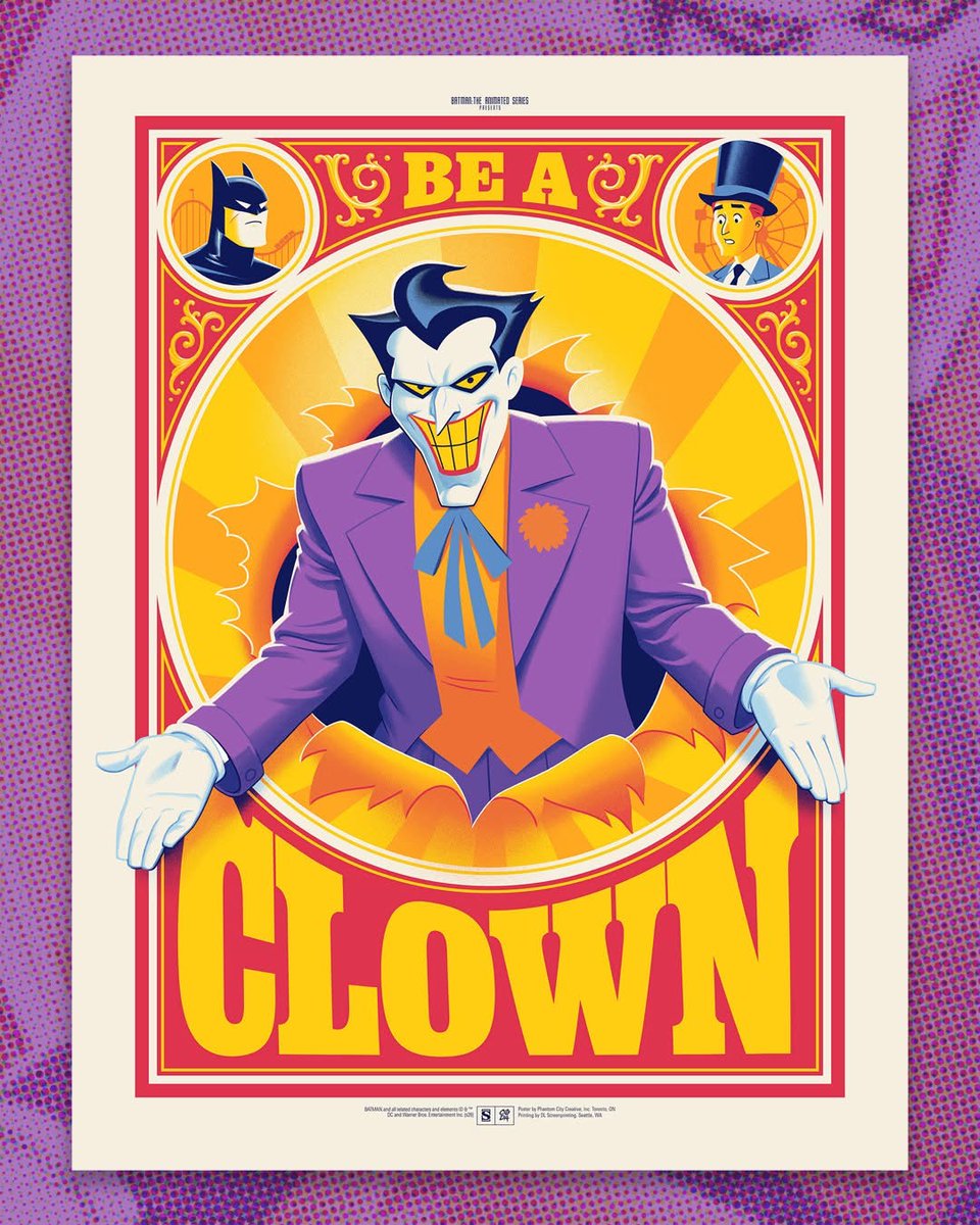 BatmanNotes's tweet photo. "Be A Clown" by Phantom City Creative
Info: https://t.co/PKKs3nEg6n
This Friday CODA will be releasing the remaining copies of their newest limited edition screenprint, "Be A Clown" by Phantom City Creative.
September 18th 9am Pacific / 12pm Eastern https://t.co/70NzBw67sQ