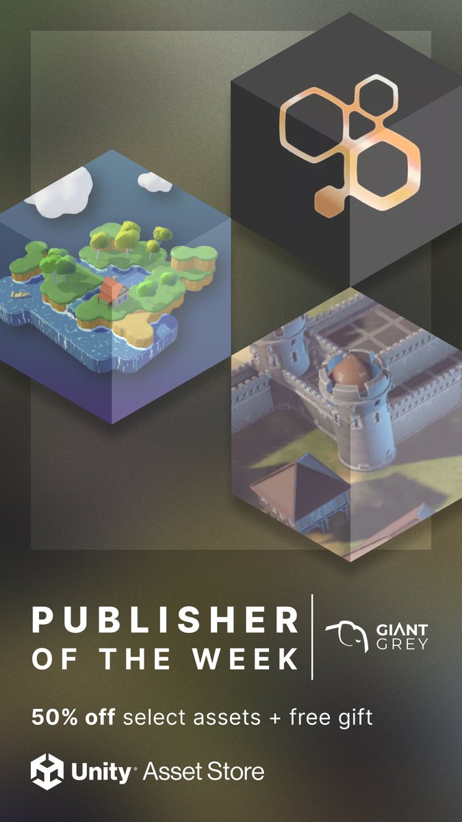 AssetStore's tweet photo. 📣 Publisher of the Week: Giant Grey
2 people. 10+ years. Thousands of devs building with their tools. 

50% Off Select assets + Free Gift (no purchase necessary)

Offer ends: September 24
https://t.co/KKVQutwgEh https://t.co/ijekVileiI
