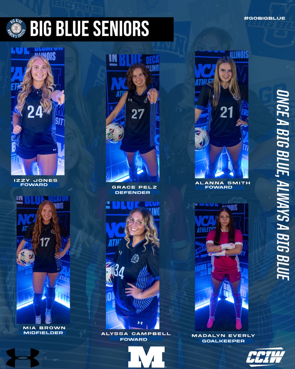MillikinWSoccer's tweet photo. 💙 Senior Spotlight 💙 
Introducing the Seniors who will be honored this upcoming Saturday for everything they have done for Millikin Women’s Soccer. ⚽️
#ncaa #gobigblue #soccer #d3 #cciw https://t.co/I8ENFVTg0m