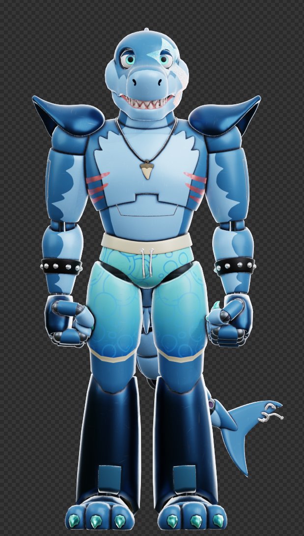Tomahto_3d's tweet photo. A complete overhaul of this Glamrock Oc Sharky.
The original concept that kicked if all off was designed by @megashark590 I modeled the first version back in 2023 and he's been my main testing ground for everything I've learned in Blender since!

Nearly 𝟒 𝐲𝐞𝐚𝐫𝐬 of progress! https://t.co/HpsqHF8sOG