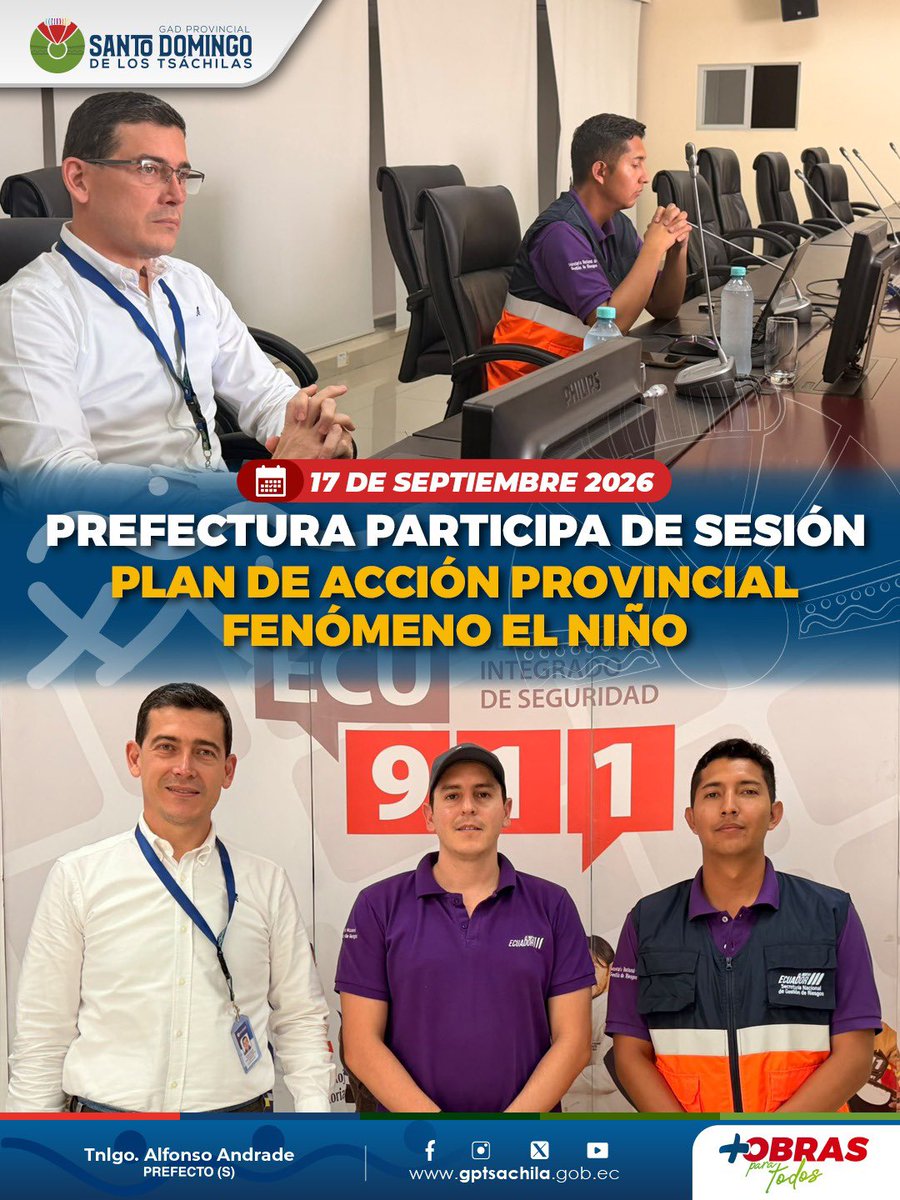 GadTsachilas's tweet photo. Junto a @Riesgos_Ec revisamos el 'Plan de Acción Provincial' una herramienta importante con la que contribuimos, desde nuestra Dirección de Riesgos, para brindar una respuesta oportuna, en el marco de nuestras competencias, ante una emergencia por el fenómeno El Niño. 👷🏻👍🏻 https://t.co/04Ct8BA8Im