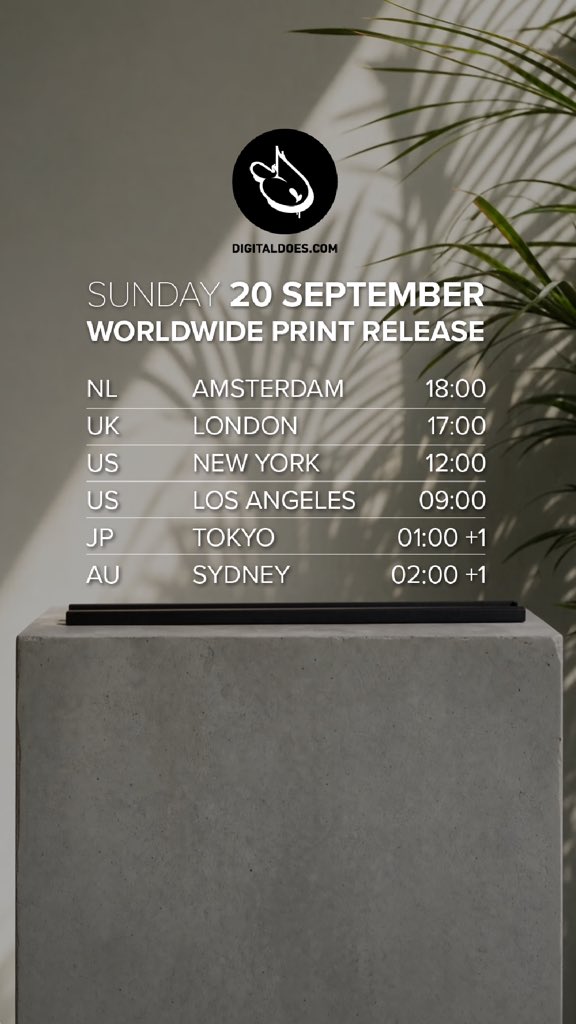 Digitaldoes's tweet photo. A long time in the making.
Finally ready for release.

🔒 Only 15 unique prints.
📅 Sunday, September 20
⏰ 18:00 CEST
🌍 Worldwide shipping.

https://t.co/WSj3NPedRA
@digitaldoesshop https://t.co/wVHvzu5RuT