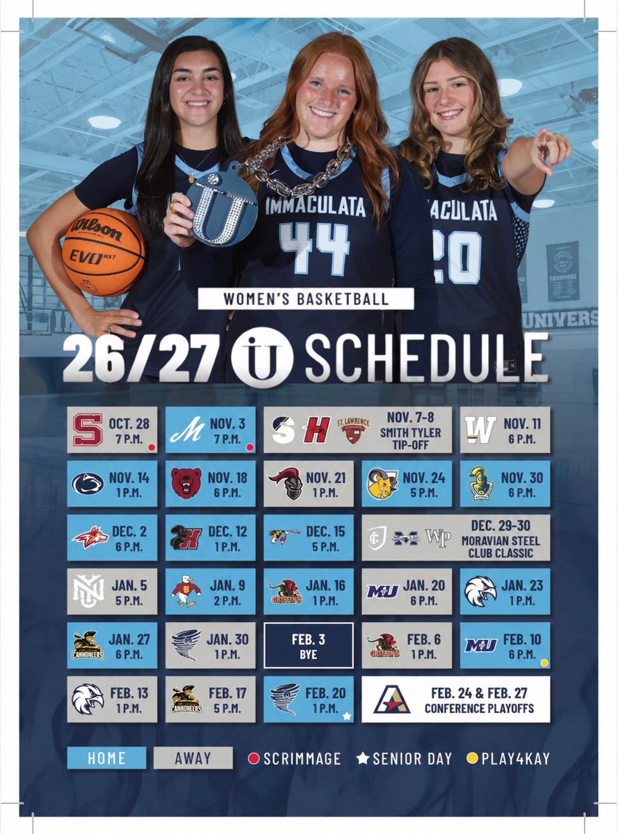immaculatauwbb's tweet photo. Ready to work.
🏀 check out our schedule for the 2026-2027 season: we hope to see you in the stands cheering on the mighty macs!
#newjourney x #51days https://t.co/swHnyUCSLX
