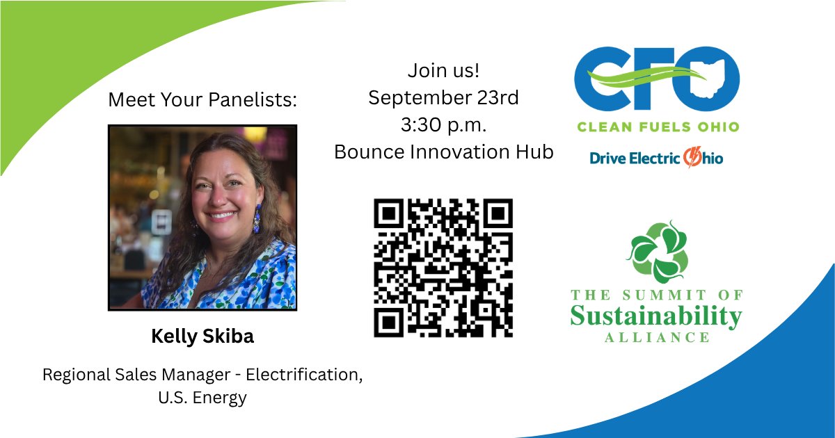 CleanFuelsOhio's tweet photo. Next on our panelist features: Kelly Skiba of event sponsor U.S. Energy! See you September 23rd at 3:30 p.m. at Bounce Innovation Hub.
Don't forget you can also join us for Happy Hour following the panel at Missing Falls Brewing at 5:00 p.m.
Register: https://t.co/AZn9NTo1Qh
1/3 https://t.co/CGInrB14Tc