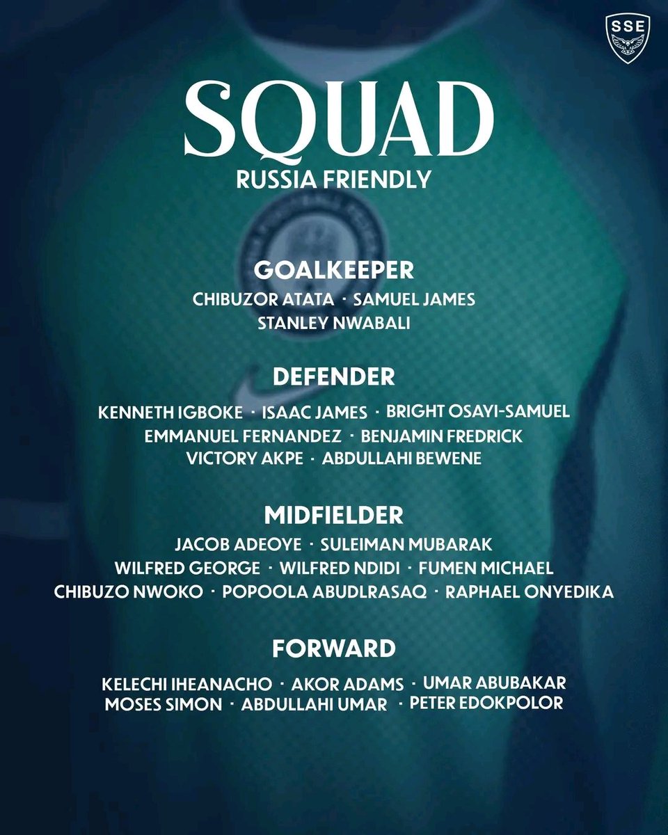 Dareeey1's tweet photo. 🇳🇬📋 OFFICIAL: Super Eagles squad lists for September’s AFCONQ and Russia friendly. https://t.co/SCR6KQ5VHA