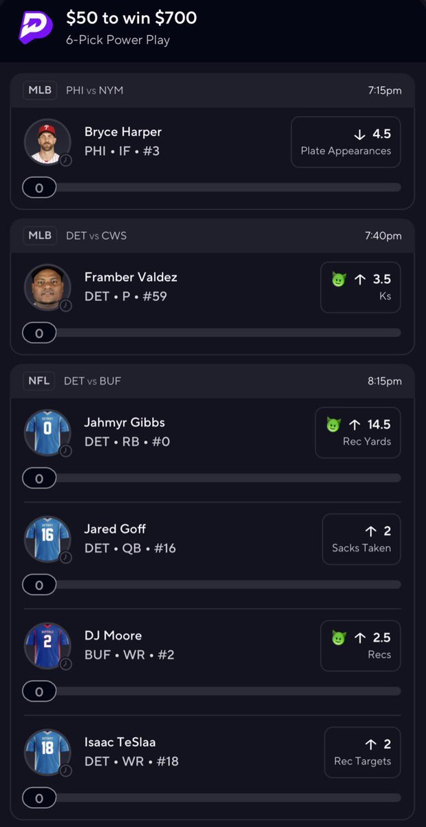 Mr_Robins11's tweet photo. 30% PAYOUT BOOST‼️⚾️🏈🚀

IF I COULD HAVE S*X WITH THIS SLIP I WOULD♋️🤑

LIKE IF TAILING!✅

#MLB #NFL #prizepicks #underdog #GamblingX #GamblingTwitter https://t.co/DKRVLhiC6G