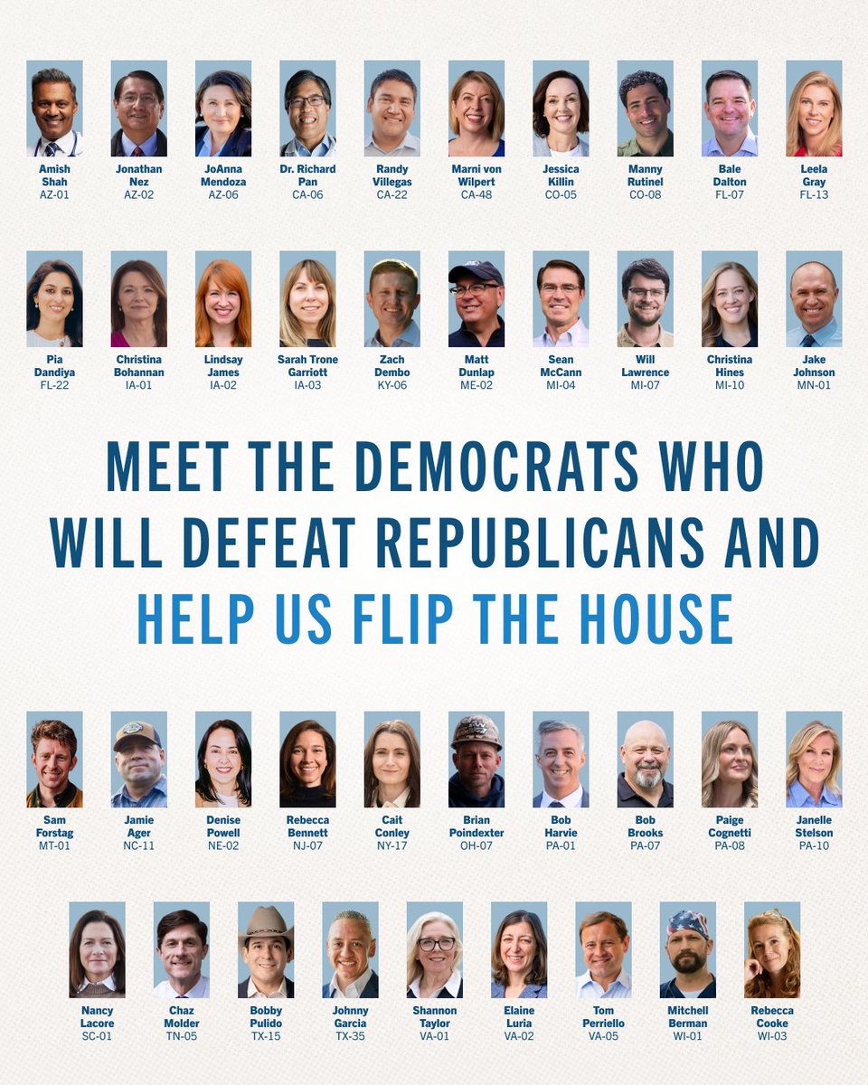 TheDemocrats's tweet photo. Meet some of the Democrats who will defeat vulnerable House Republicans and help us take back the House in November. https://t.co/91aukrlVly